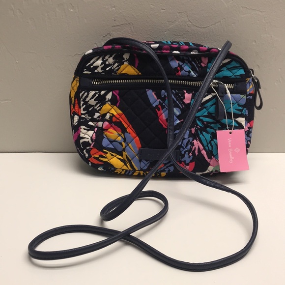 VERA BRADLEY Iconic RFID Little Crossbody Butterfly Flutter Navy Blue - Picture 2 of 6